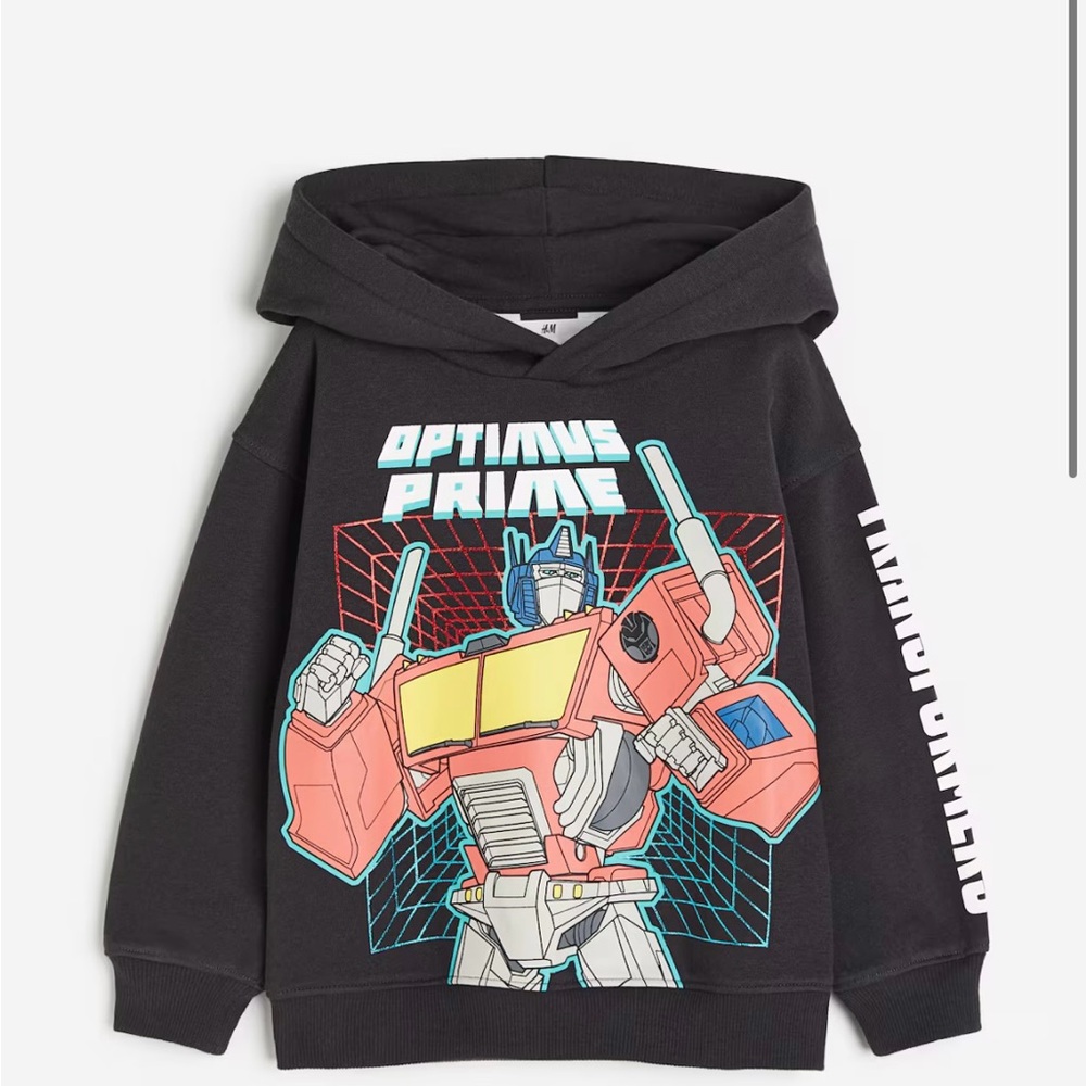 H&M Kids Transformers-Branded Black Hooded Sweatshirt (Optimus Prime)